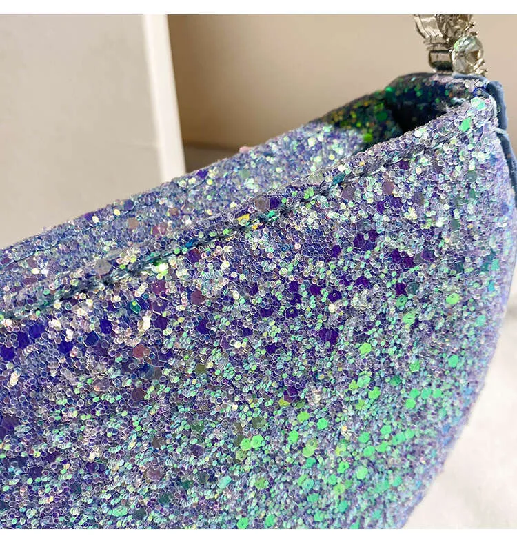 Designer Lantejoulas Noite Clutch Bolsa Festa de Casamento Mulheres Bg Bolsa Metal Anel Alça Cristal Rhie Dia Bolsa_voghion.com