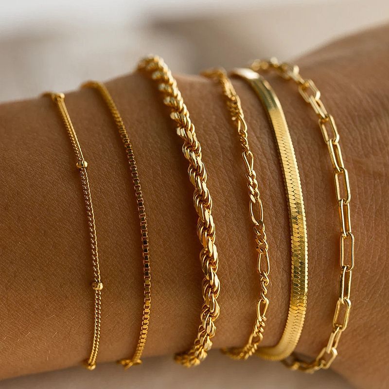 Metalen 5-delige set eenvoudige meerlaagse kettingarmband_voghion.com