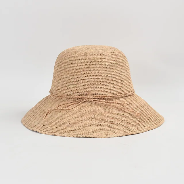 Fashion USPOP Foldable Sun Hat Women with Crocheted Rafia Butterfly Knot - Perfect for Beach, Vacation and Holiday_voghion.com
