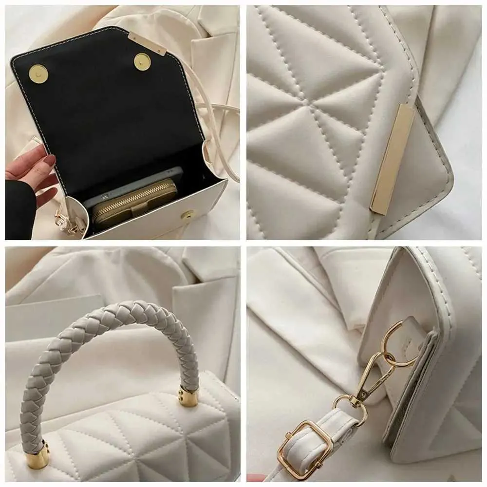 Mode PU Leder Plaid Messenger Schulter Tasche Damen Einfarbig Handtaschen Freizeit Stilvolle Umhängetaschen Für_voghion.com