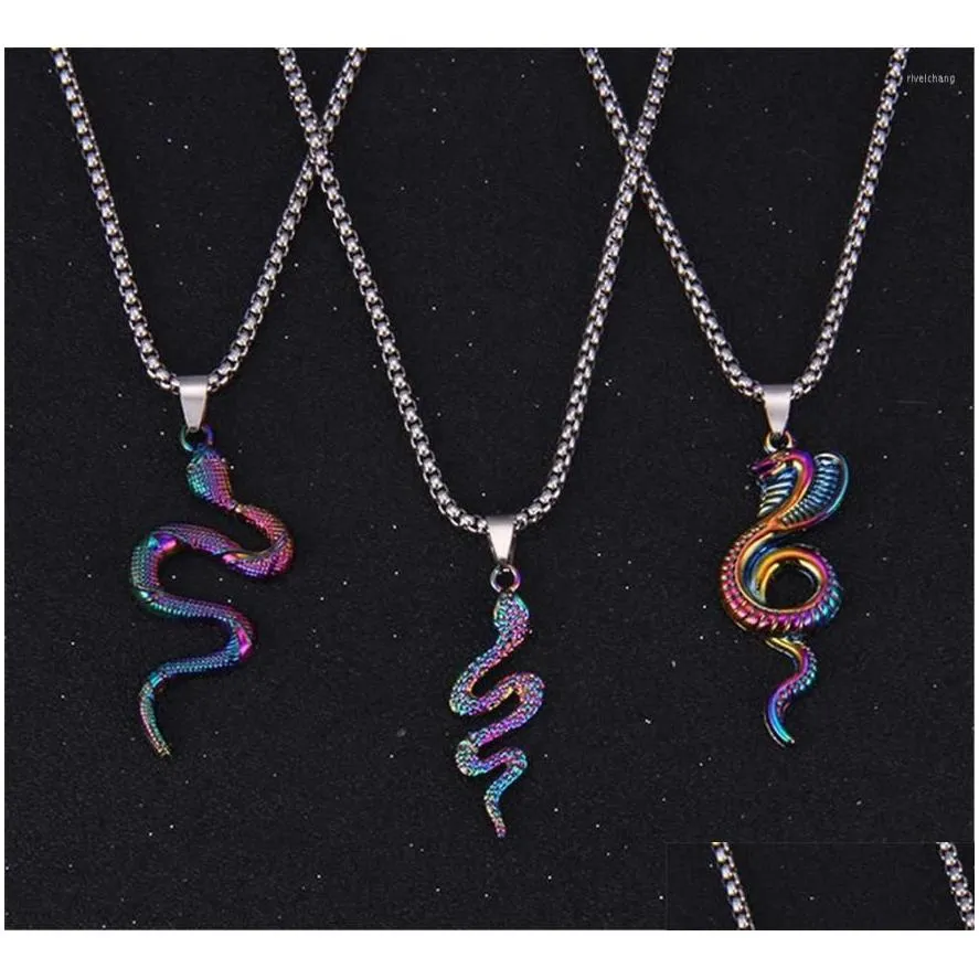Snake Pendant Necklace Vintage Multicolour Python Jewellery_voghion.com