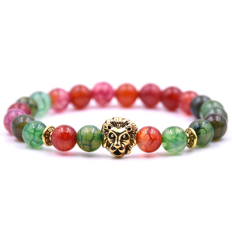 Fashion Natural Buddha Beads Volcanic Stone Lion Head Bracelet_voghion.com