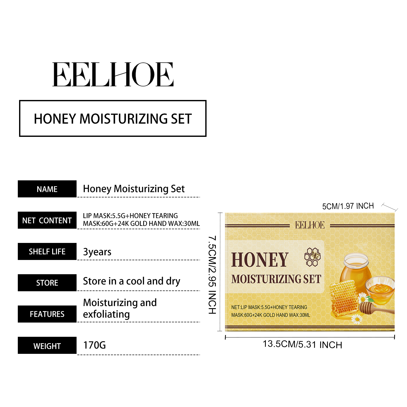 EELHOE Set exfoliant hidratant pentru piele cu miere Set hidratant exfoliant delicat pentru curățarea pielii_voghion.com