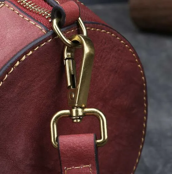 Leather Women Handbag Solid Color Retro Cowhide One Shoulder Messenger Bag_voghion.com