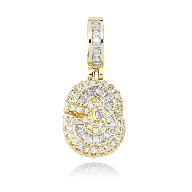 Gold Plated Iced Out CZ Square Cubic Zirconia Custom Sports Number Pendant Chain Necklace DIY Bling Diamond Hip Hop_voghion.com