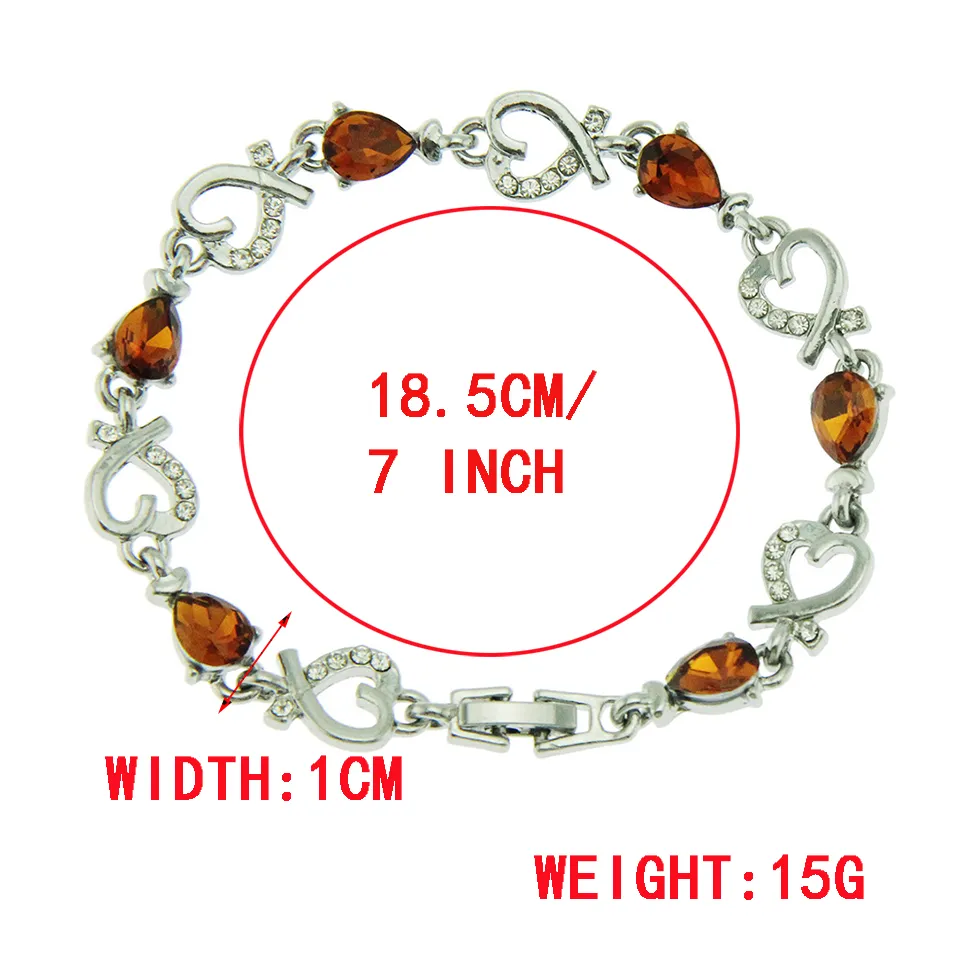 Rhinestone Heart Charm Bracelet With Gold And Silver Chain Style_voghion.com