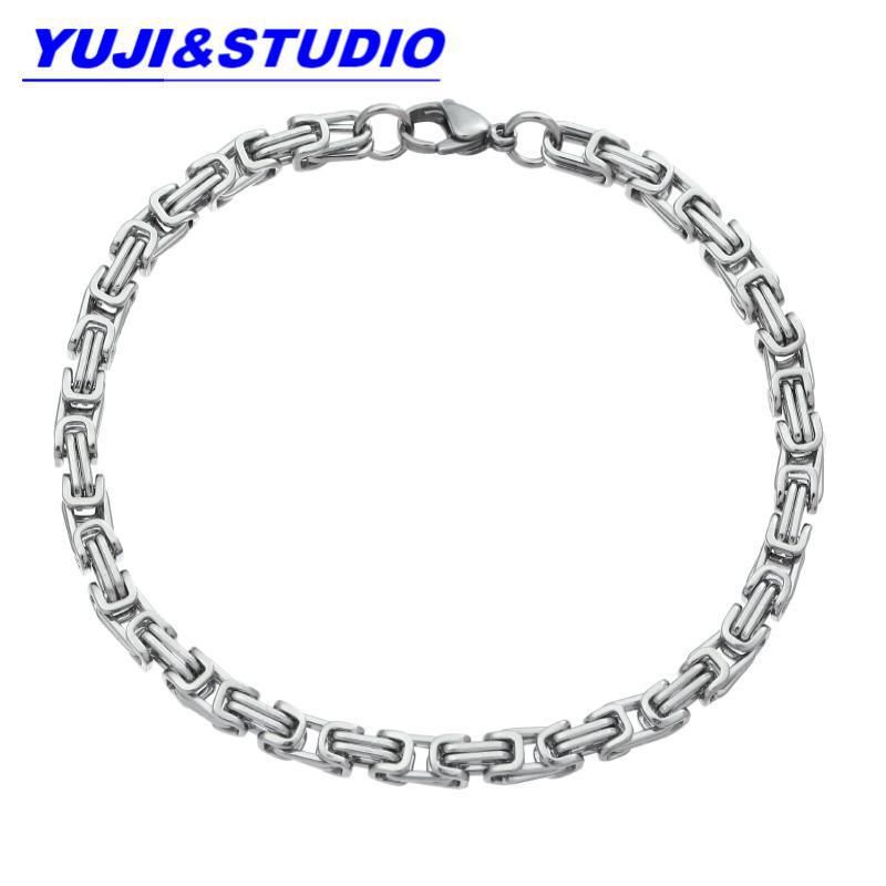 Collana bizantina imperiale in acciaio inossidabile alla moda Hip Hop in titanio Jie da uomo, colore acciaio, catena al collo_voghion.com