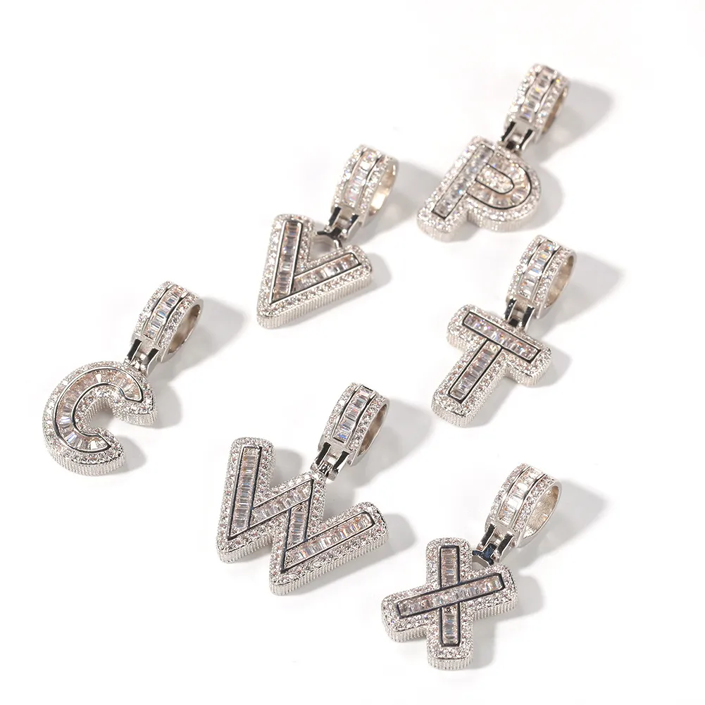 New guys Gold Bling Square Cubic Zirconia Letters Custom Name Pendant Necklace Iced Out Diamond Hip Hop Jewelry Gift For_voghion.com