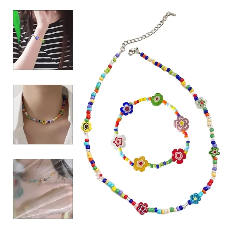 Böhmisches Perlenketten Und Armband Set Handgemachtes Glasperlen_voghion.com