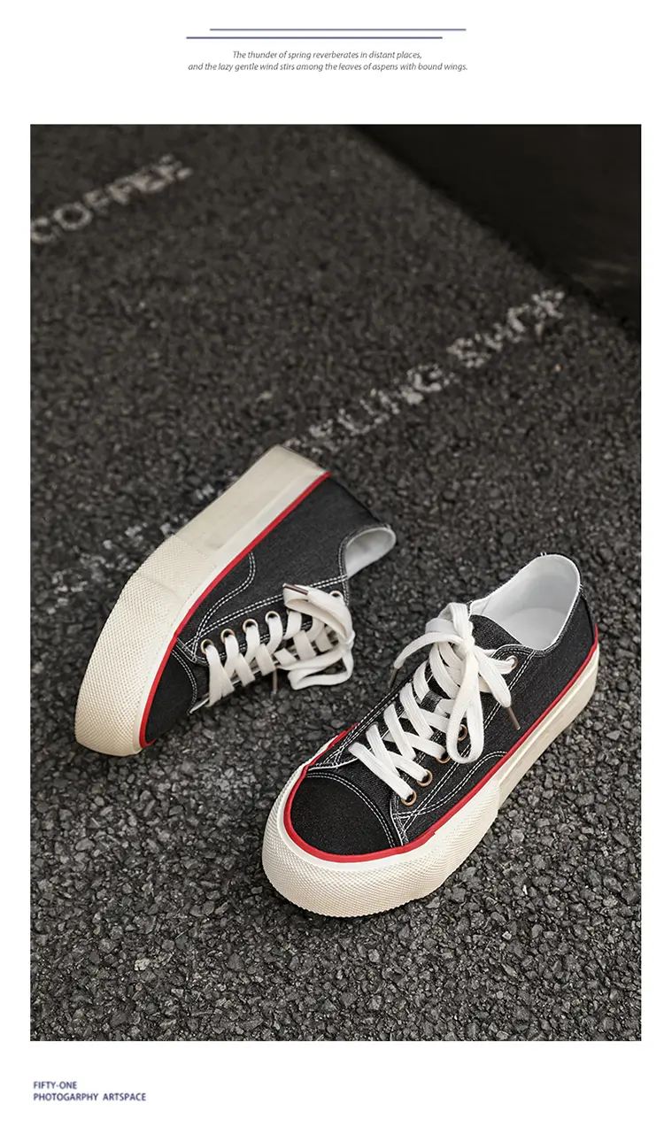 Canvas Shoes For Men, Casual Low Top Trainers With Thick Sole_voghion.com