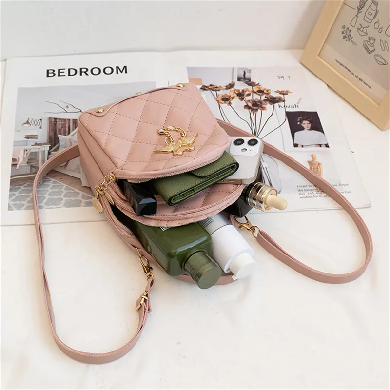 Zaino mini con ciondolo a forma di cigno con nappa, a doppio strato, per studenti, da donna, stile rombo_voghion.com