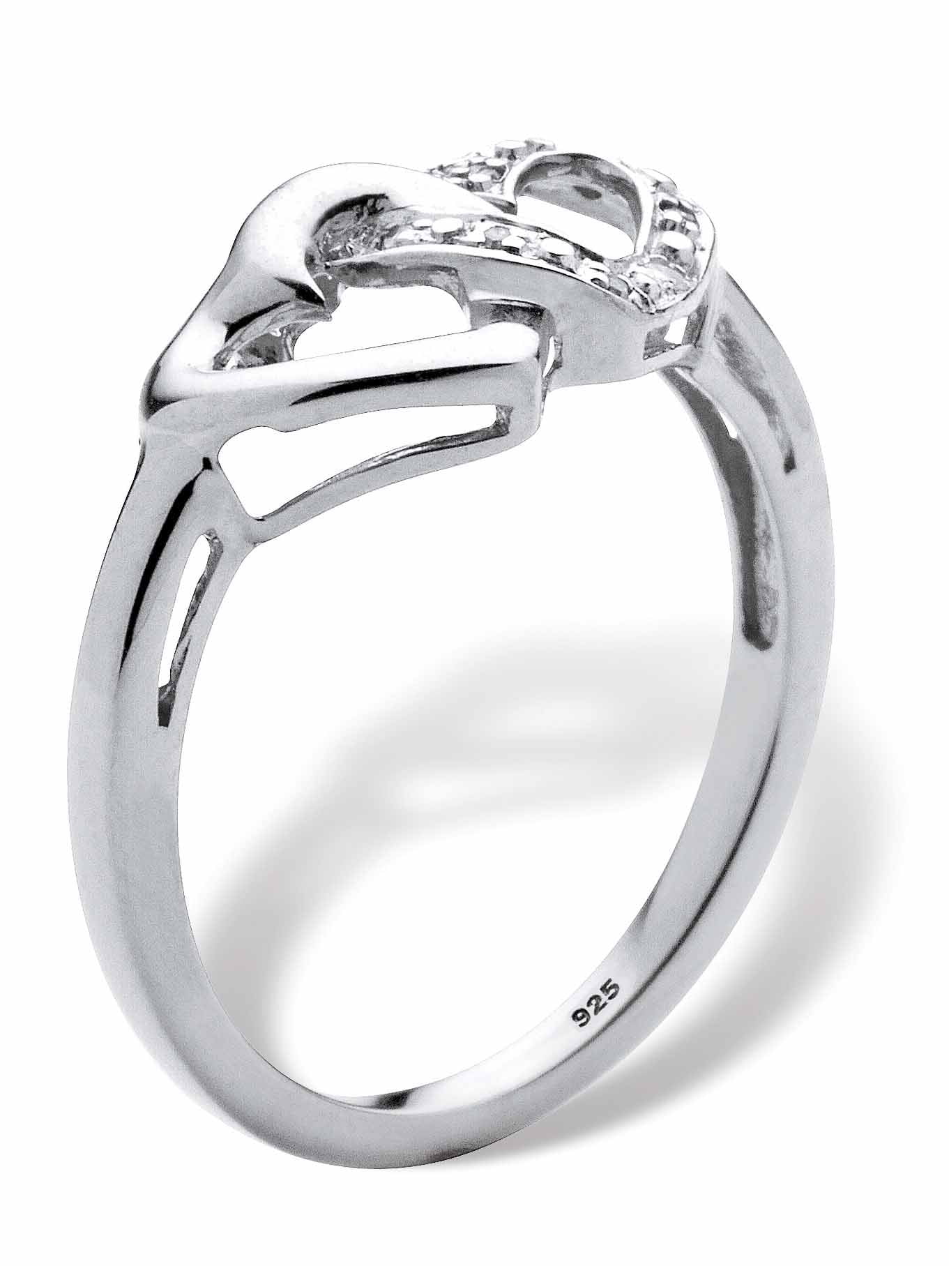 Anello di promessa a cuore intrecciato con accento di diamanti PalmBeach Jewelry in argento sterling placcato in oro o platino_voghion.com