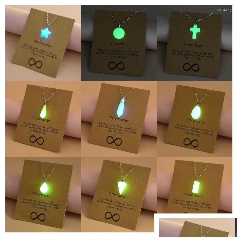 Colares com pingentes Simples Contas Luminosas Colar Noite Brilhante Estrela Redonda Coração Brilham No Escuro Para Homens Mulheres Dia Das Bruxas_voghion.com