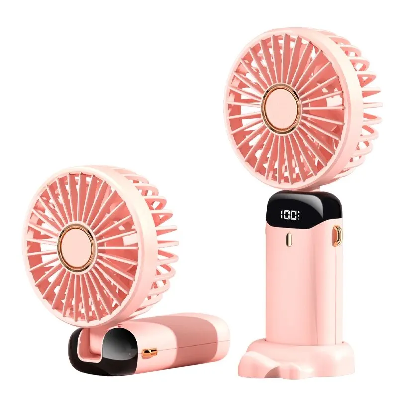 Portable Handheld Fan Rechargeable Usb With Phone Stand 5 Speed_voghion.com