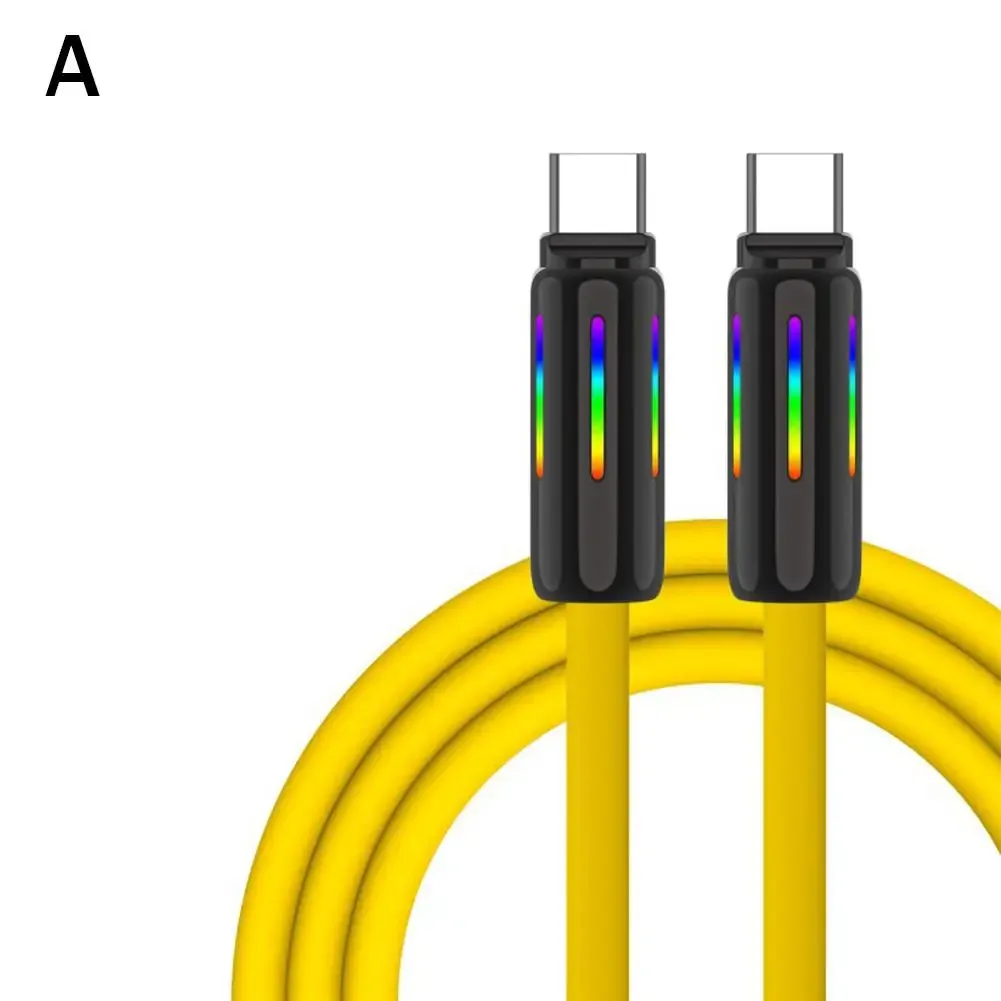 100W Silicone Fast Charging With Seven-color Breathing Light Type USB C Data Cable Samsung For X Q9V0_voghion.com