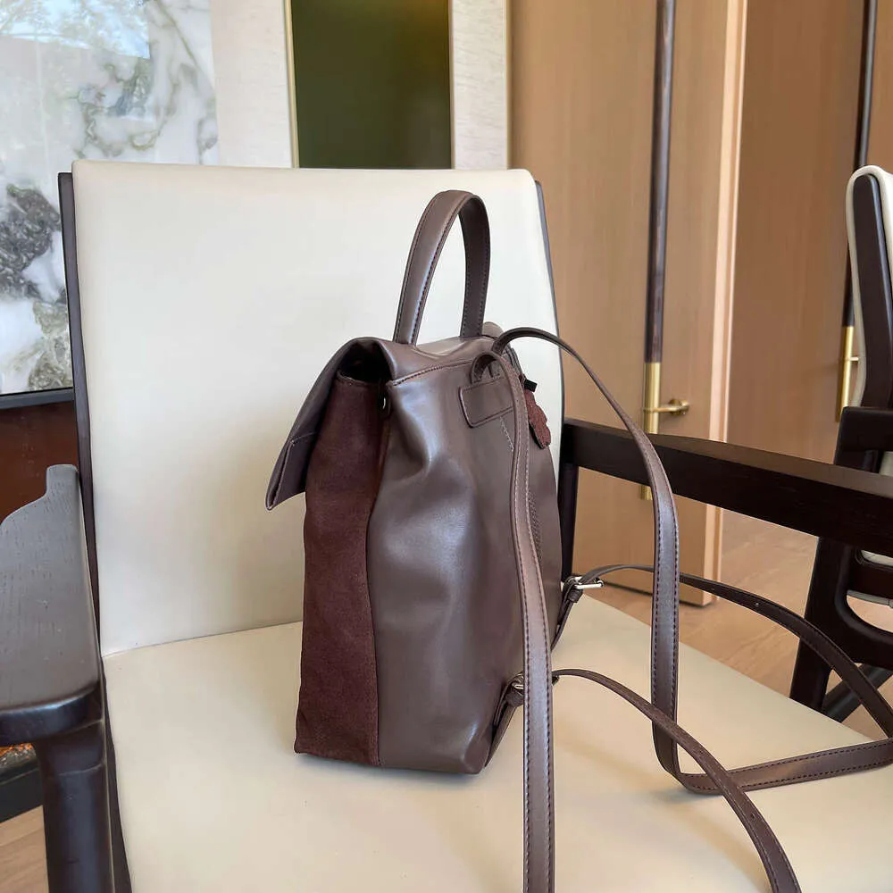 Sac à dos rétro décontracté pour femme, nouvelle collection automne-hiver, multicouches, en daim mat + cuir de vache fendu, pour les déplacements quotidiens_voghion.com