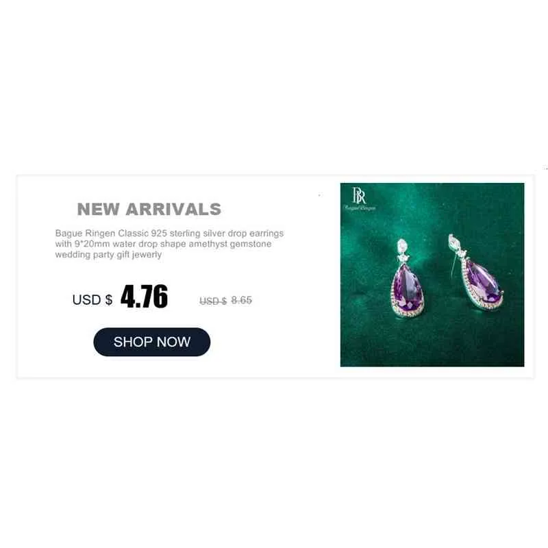 Bague Ringe Eleganter wassertropfenförmiger Aufhänger Amethist Halskette für Frauen Temperament Edelstee Zierschmuck_voghion.com