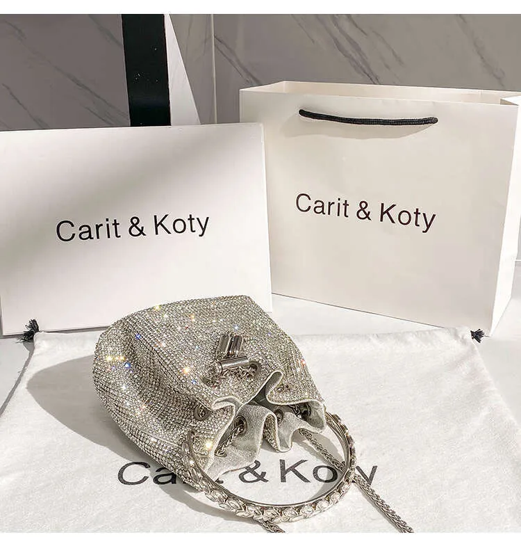 Rhies Dia Evening Clutch Designer Metal Ring Borsa da donna Borsa da sposa Borsa a secchiello Borsa a tracolla_voghion.com