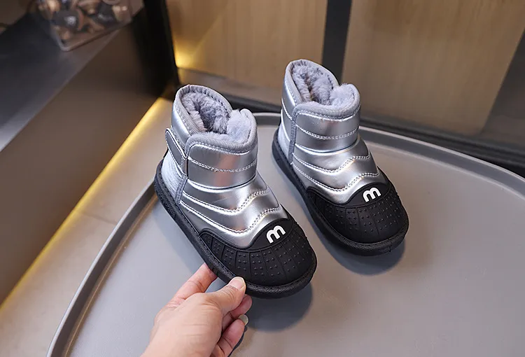 Winter Kids Youth Cotton Shoes Fashion Boys Girls Ankle Boots Littlesprouts Soft Bottom Warm Student Boot Sier Black_voghion.com