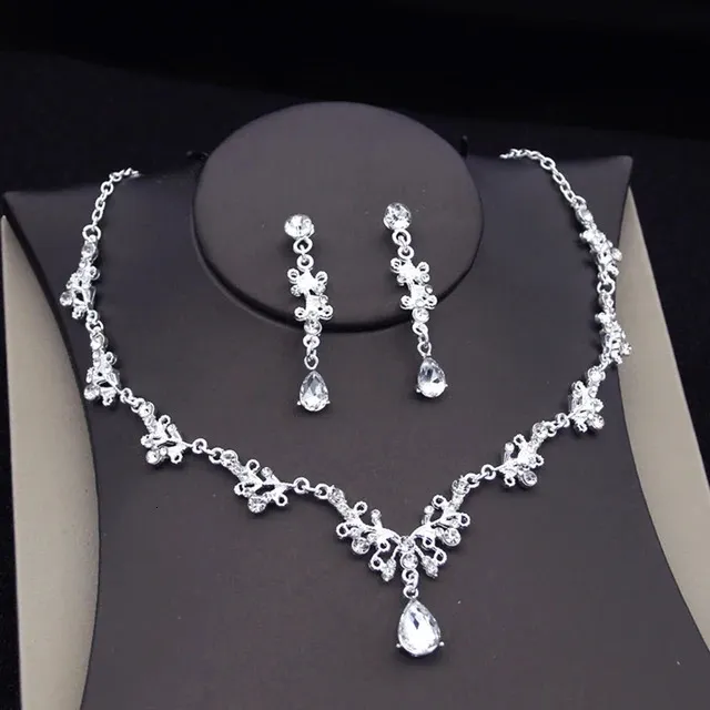 Princess Pink set Women Bridal Crown for Wedding Dress Necklace Dangle Earrings Sets Bride Tiaras Set Jewelry 240315_voghion.com