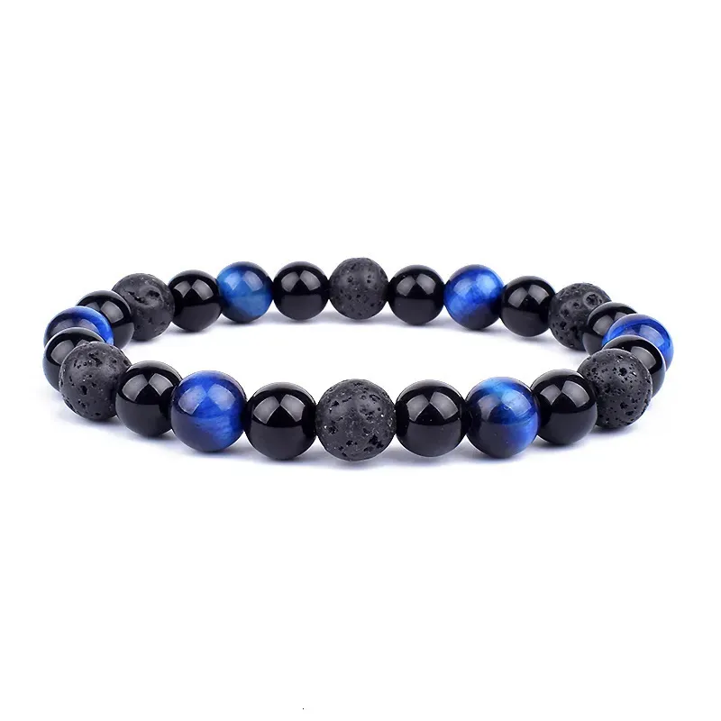 Triple Protection Beaded Bracelet With Obsidian Hematite Tiger Eye_voghion.com