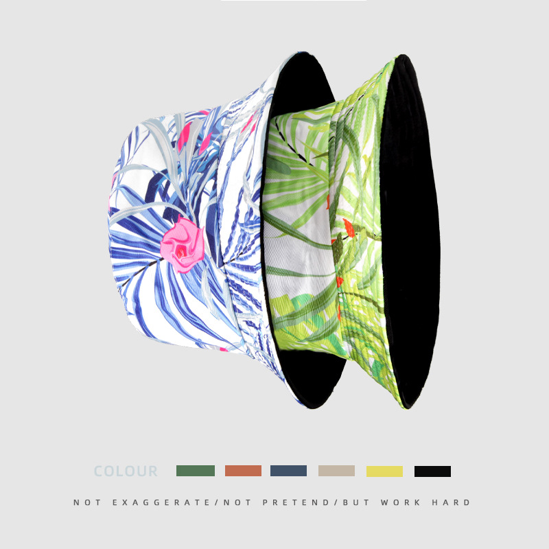 Nieuw met blad, bloemenprint, schaduw, visser voor mannen en vrouwen buitenrecreatie, zonwering bassinhoed trend Emmerhoed_voghion.com