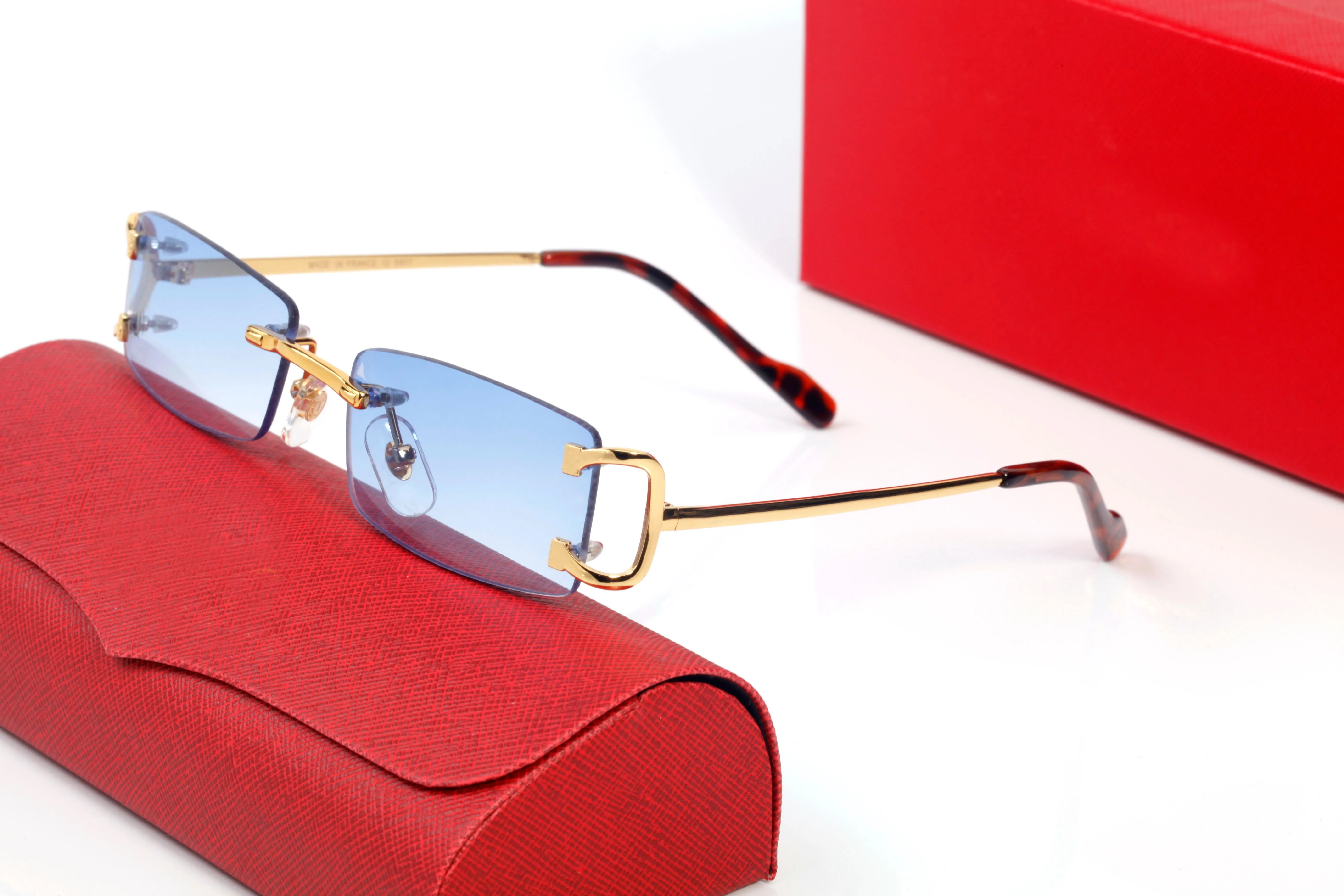 Carti Frameless Men Sunglasses for Women cartMetal Sunglass Rimless Rectangle Prescription Glasses Anti-Blu-ray_voghion.com