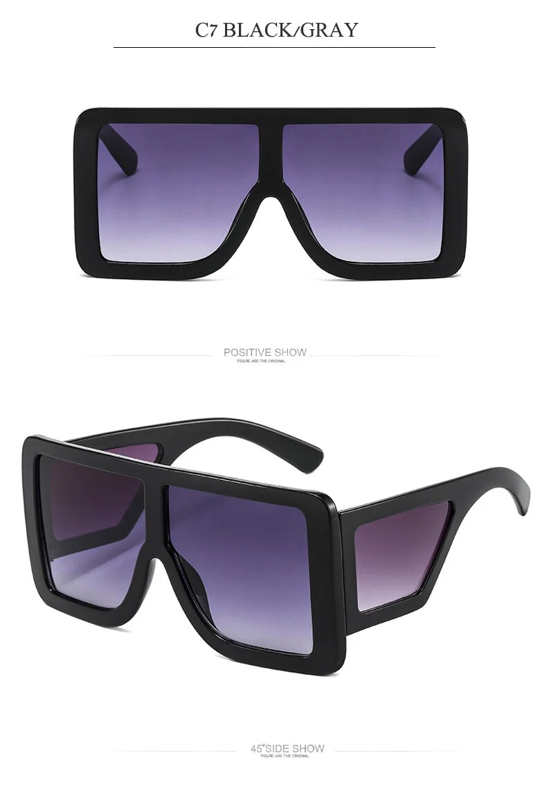 Occhiali da sole quadrati oversize da uomo e donna stile retrò_voghion.com