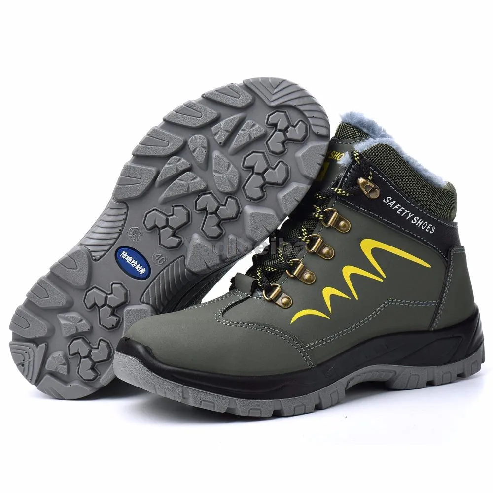 Für Sicherheit Wasserdichte Sicherheit Knöchel Schuhe Anti-smashing Stahl Kappe Kappe Winter Männer Bau Arbeit Stiefel a60c_voghion.com