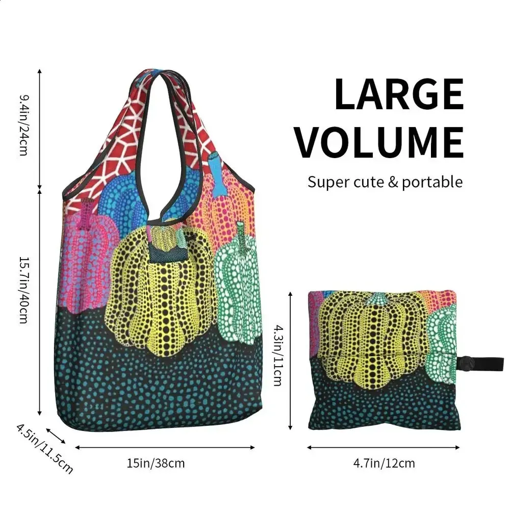 Abstract Yayoi Kusama Style Tote Bag Large Capacity Shopper Bag_voghion.com