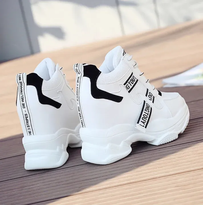 Heiße Verkäufe Trendy Schuhe High Top Sneakers Frauen Plattform Stiefeletten Korb Femme Chaussures Femmes Höhe Erhöhen_voghion.com