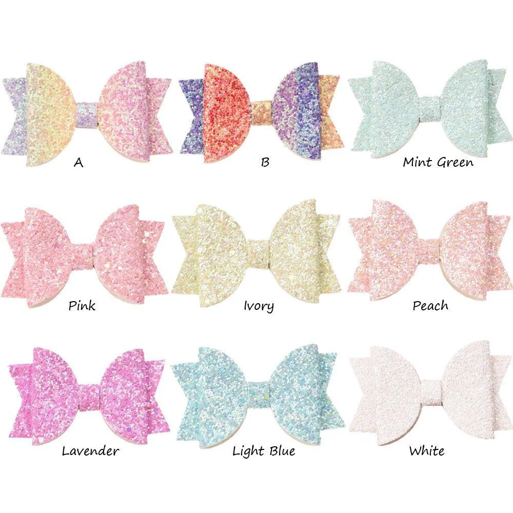 54pcs/lot 5cm*8cm Glitter Bow Boutique Fashion Accessories Sequin Hair Bows Flower Accessory For Girls_voghion.com