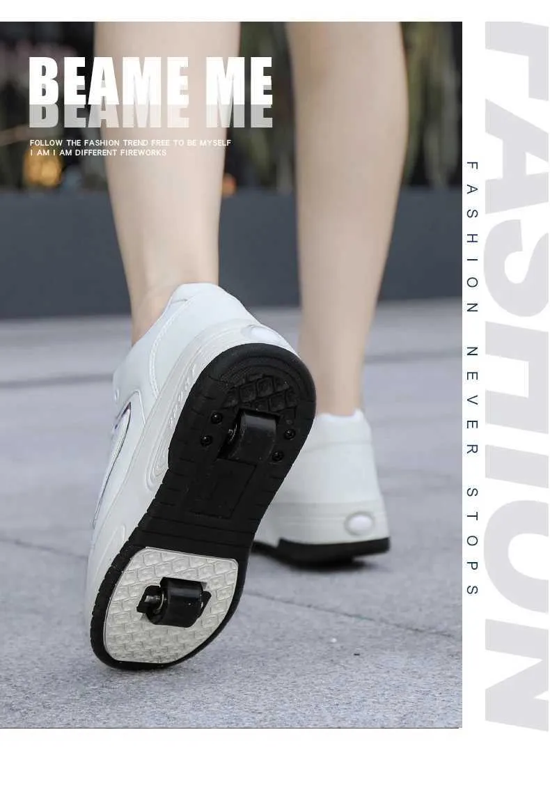 Roller Skate Shoes Kids Skating Spring Autumn Children Fashion Casual Sport Gift for Girls Boys 2 Wheels Sneakers_voghion.com