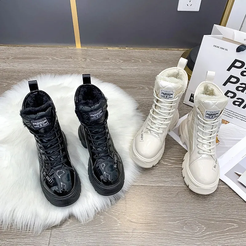 Snow Platform Warm Ankle Boots For Women Waterproof Fur Lined_voghion.com