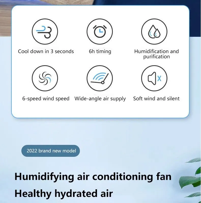 Portable USB Cooler Leafless Electric 6 Speed Silent Timer Air Conditioner Cooling Humidifier Conditioning Fan_voghion.com