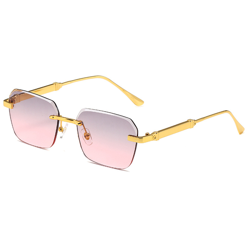 Women's Frameless Square Sunglasses Gradient Lens Street Style_voghion.com