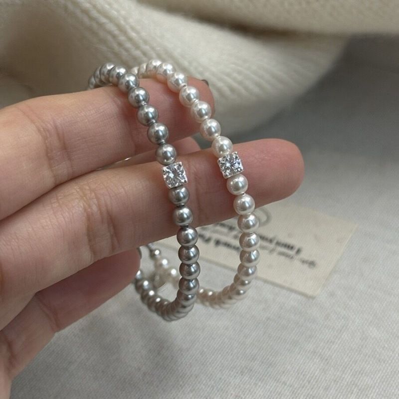 Piccolo squisito cubo di zucchero in zircone Shijia perla elastico leggero elegante braccialetto francese gioielli per ragazze all'ingrosso_voghion.com