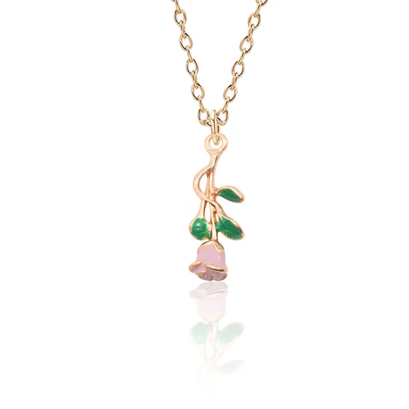 Colliers pendentifs créatifs romantiques pour femmes, collier rose charmant, 3 couleurs, accessoires de fête pour femmes, mode Saint-Valentin_voghion.com