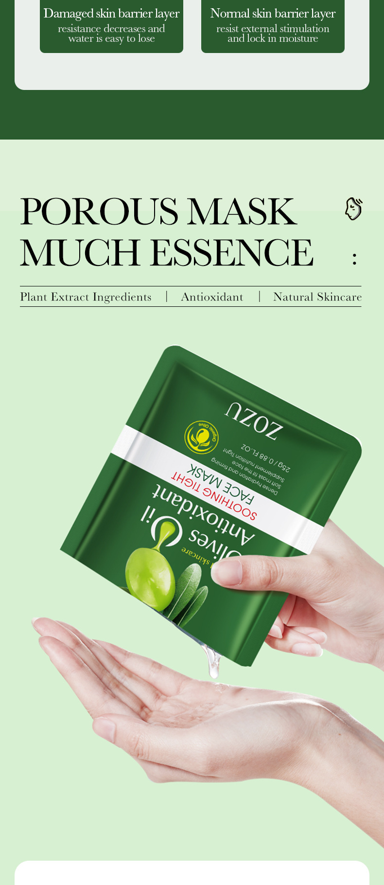 All English ZOZU Maschera Viso Lenitiva e Rassodante all'Olio d'Oliva Maschera Viso Idratante_voghion.com