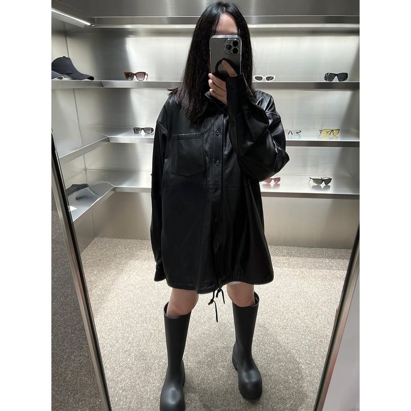 NIGO Damen Hierscht Wanter Schwaarz Décke Buedem Heeving Reen Retro High Street Trend Temperament Biker Stiwwelen #NGSH1354_voghion.com