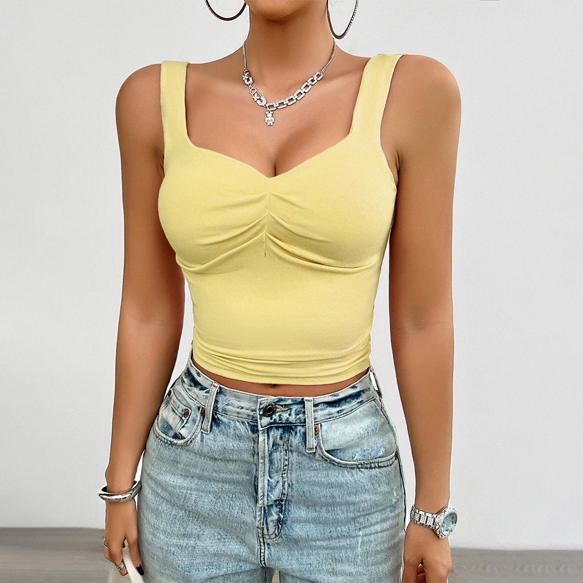 Women's Solid Colour Slim Tank Top Y2k Style For Summer_voghion.com