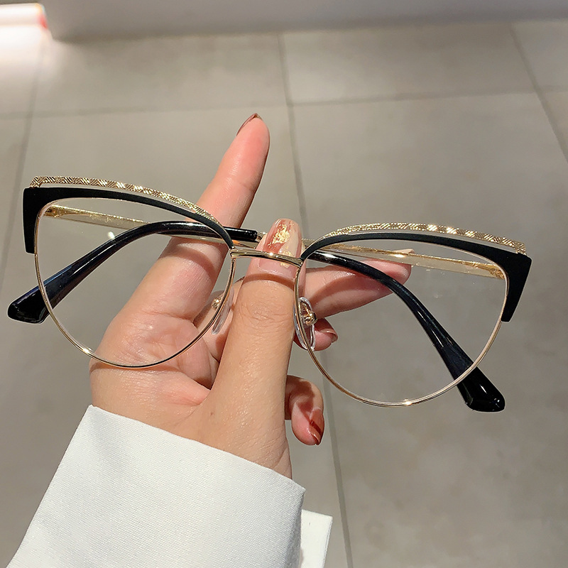 Mode Nieuwe Cat Eye Anti-Blauw Licht Frame Internet Beroemdheid Zelfde Stijl High-End Ins Blote Gezicht Afslanken Zonder Recept_voghion.com