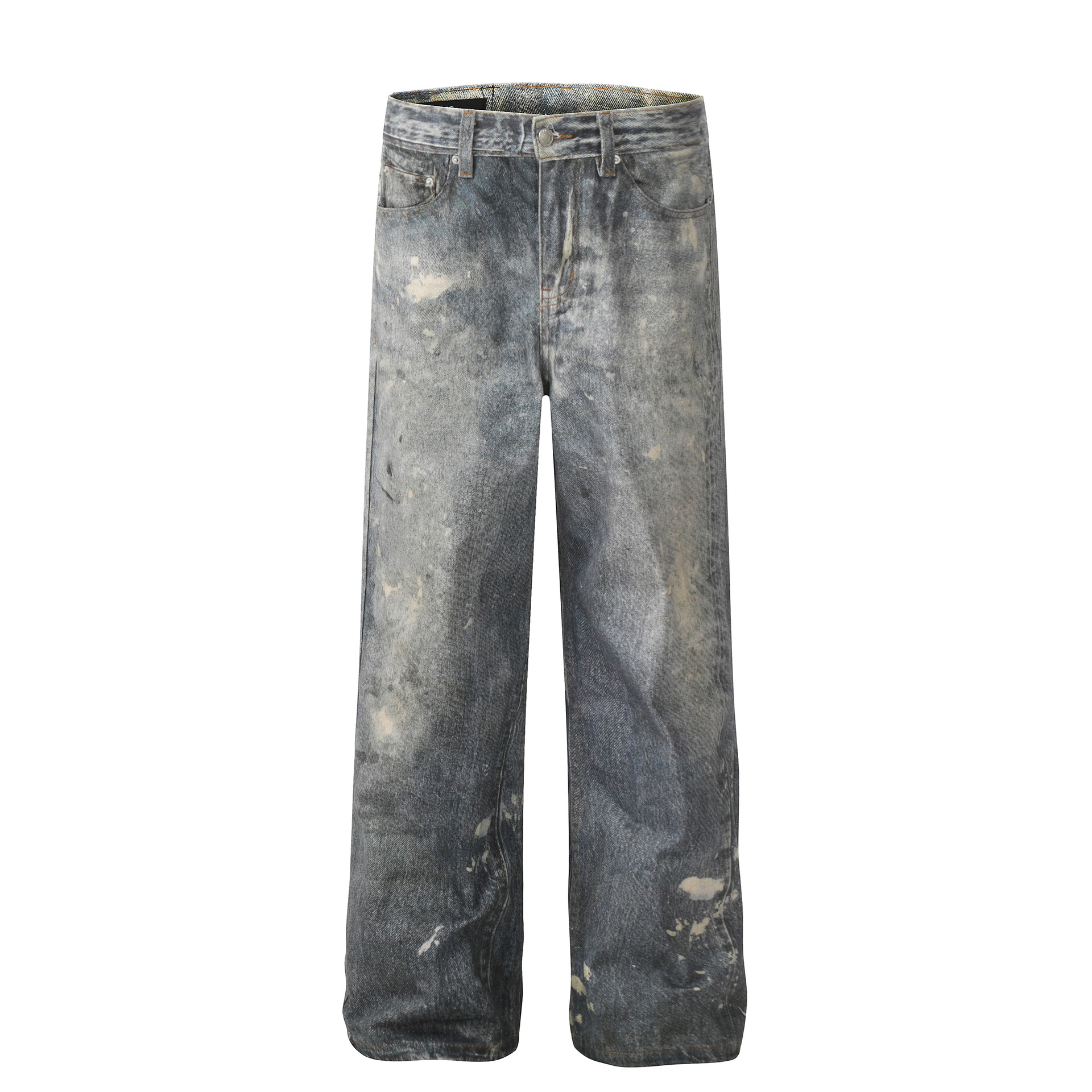 Men's Clothing G6456 Retro 2024 trend men's street heavy paint old design high men's and women's denim trousers