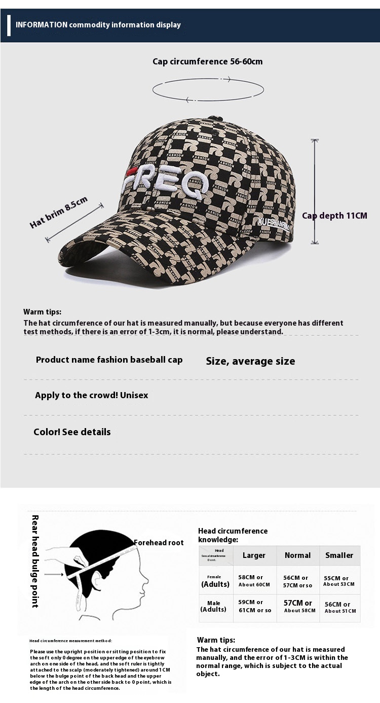 Baseball Men's Summer FREQ Letter Duck Tongue Hat Spring and Autumn Show Face Small Fashion Trend Sunshade, Sunscreen,_voghion.com