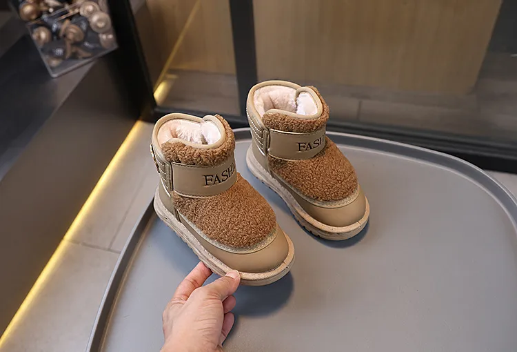 Kinder Schnee Winter Plus Veet Jugend Kurze Dicke Warme Plüsch Stiefel Cutefeet Für Mädchen Jungen Lamm Wolle Kleinkind Schuhe_voghion.com