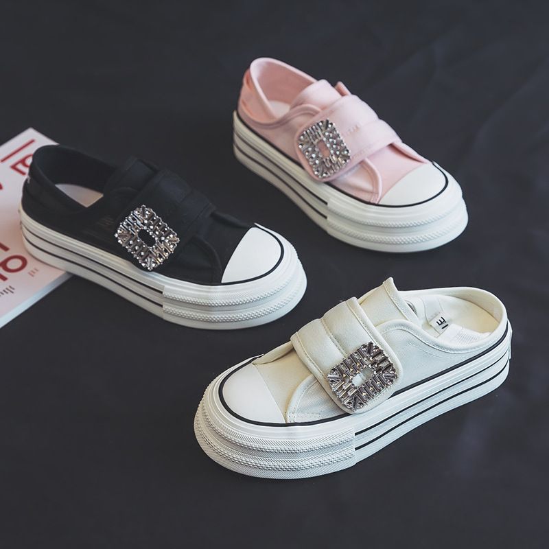 Xiaoxiangfeng Baotou Half Tuo Scarpe da pescatore con intreccio di nastri Pantofole francesi leggere e comode piatte_voghion.com