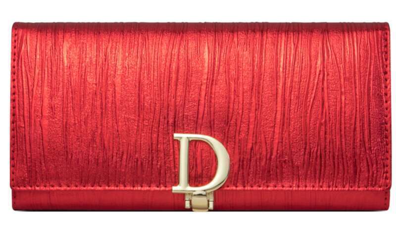 New D Button Women's Long Striped Genuine Cowhide Wallet_voghion.com