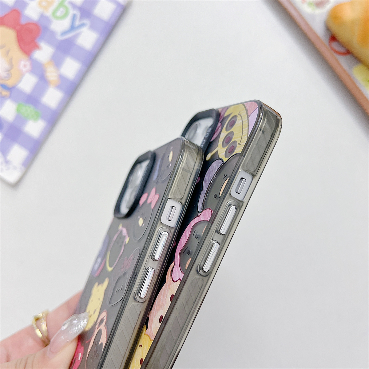 Řemínek na hodinky kompatibilní s iPhone 15 14 13 12 11 PRO MAX XR XS X 8 7 PLUS SE 2020 Průhledný kryt na telefon s roztomilým anime medvědem IMD_voghion.com