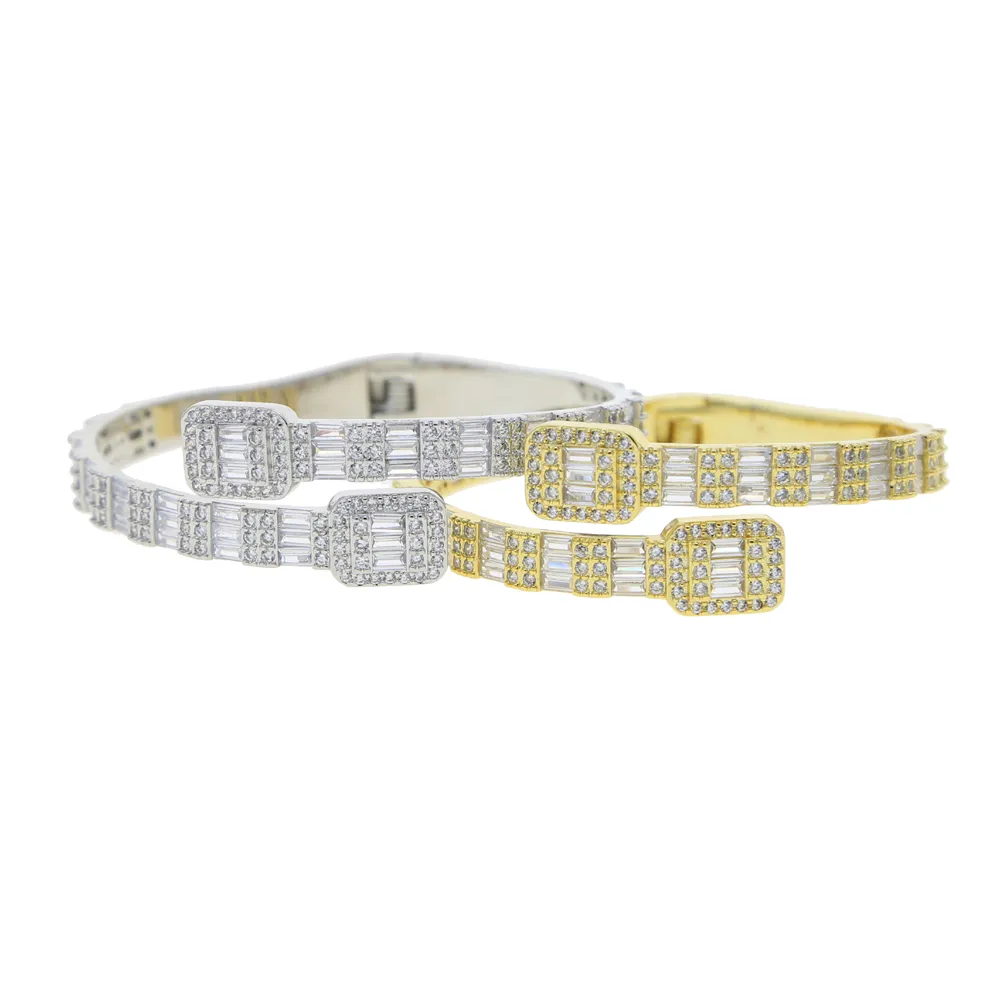 Iced Out Cubic Zirconia Bangle For Women, Micro Paved Cuff Bracelet_voghion.com