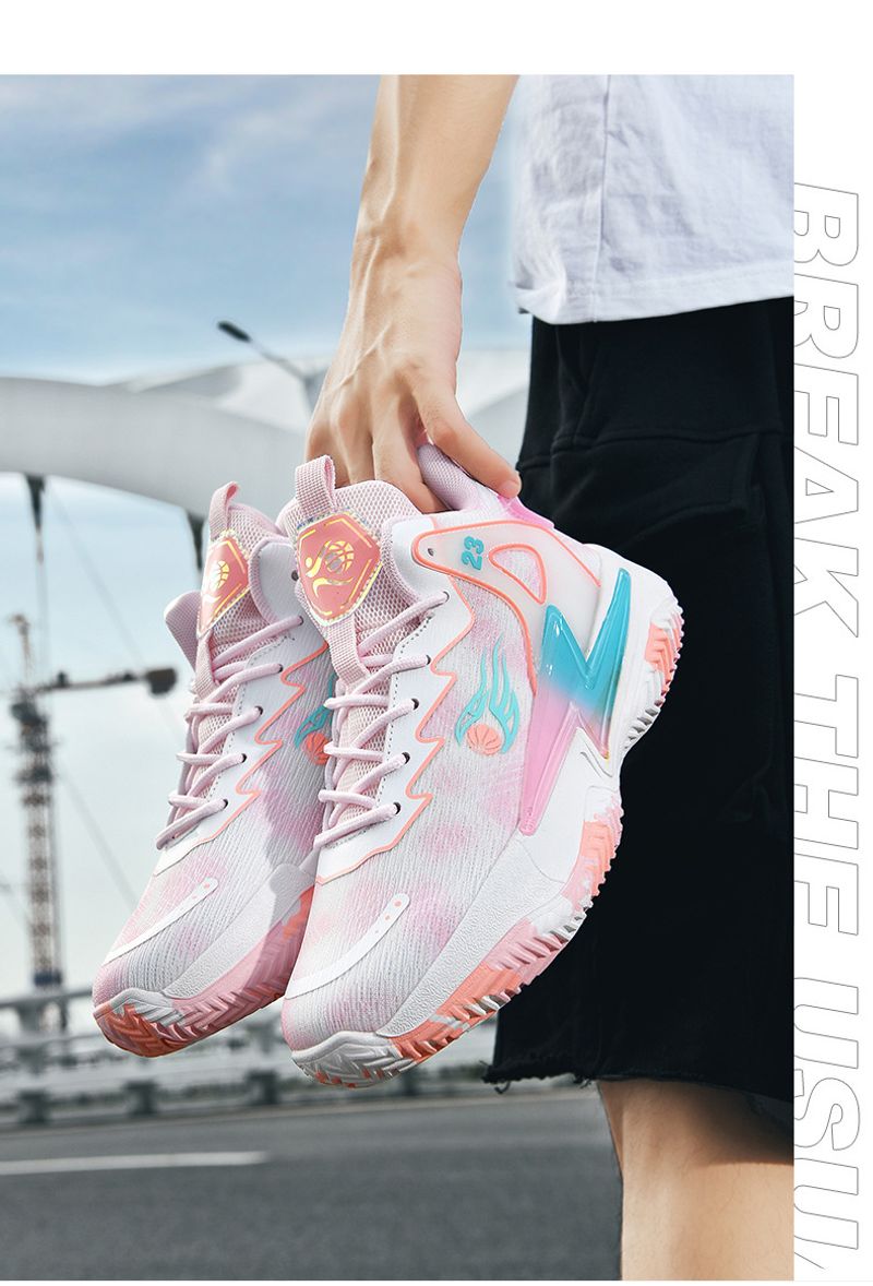 Basketballschuhe für Männer und Frauen Paare Mesh-Gewebe atmungsaktive rutschfeste rosa Sneakers_voghion.com